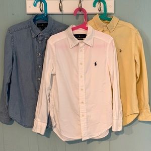 Ralph Lauren - 3 Oxford Button Down Shirts Boys (8) - Denim Yellow and White